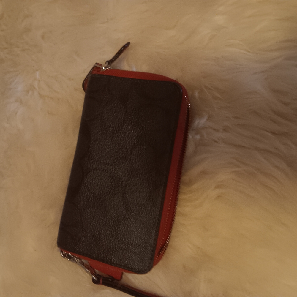 Coach Dark Brown and Red Wallet - Picture 2 of 6
